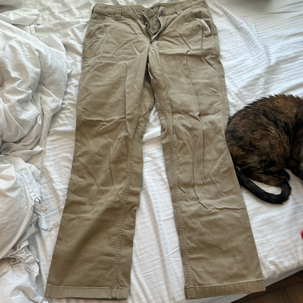 Tan Carhartt rugged flex relaxed fit canvas work pant (32x32).
